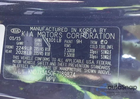 2015 Kia Soul ! from USA, damaged, VIN KNDJX3A50F7189874